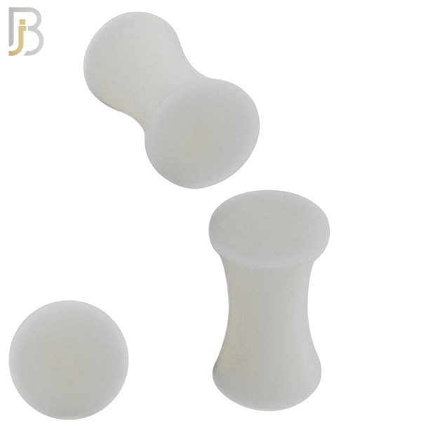 PS01W - White Color Solid Silicone Double Flare Earring Plug Sold Pair