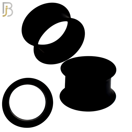 PS04K - Black Soft Silicone Tunnel Double Flare Plugs Sold as Pair
