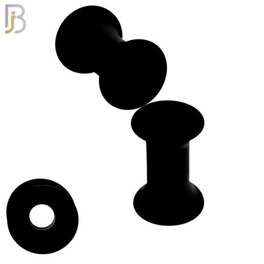 PS04K - Black Soft Silicone Tunnel Double Flare Plugs Sold as Pair