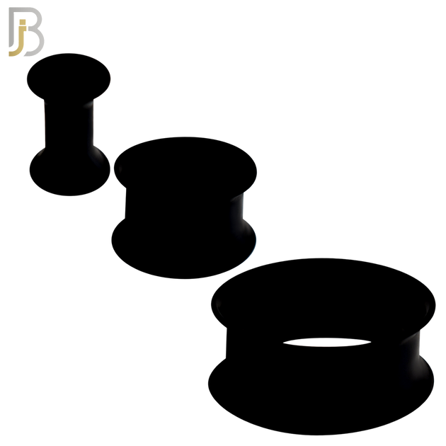 PS04K - Black Soft Silicone Tunnel Double Flare Plugs Sold as Pair