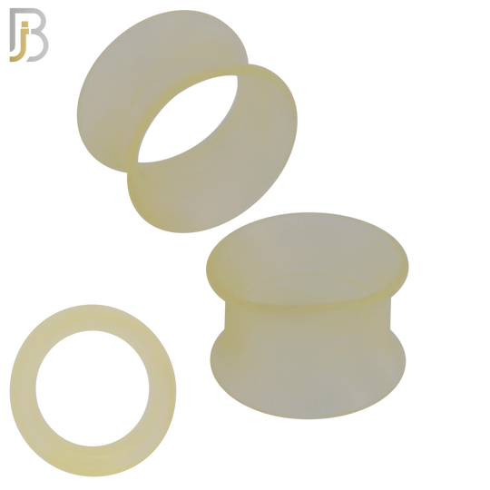 PS04S - Skin Color Soft Silicone Tunnel Double Flare Plugs Pair
