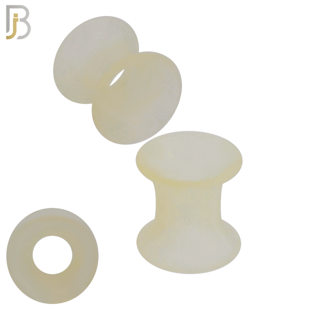 PS04S - Skin Color Soft Silicone Tunnel Double Flare Plugs Pair