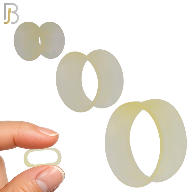 PS04S - Skin Color Soft Silicone Tunnel Double Flare Plugs Pair