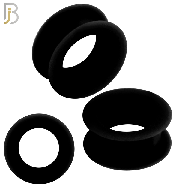 PS07K -  Black Color Hard Silicone Double Flare Plugs Pair