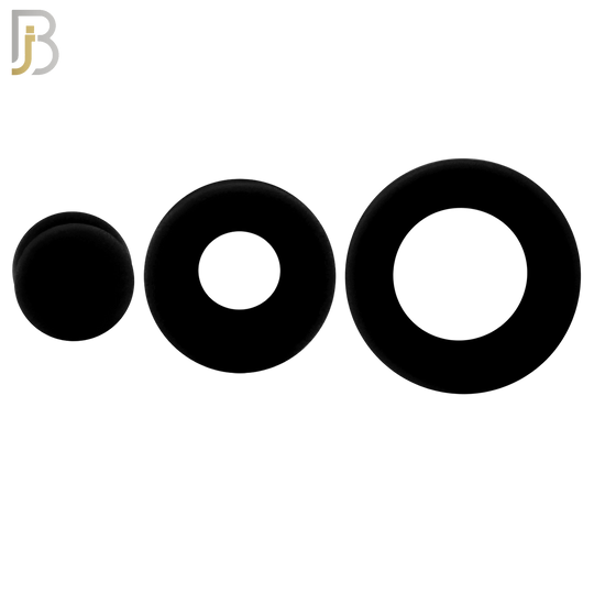 PS07K -  Black Color Hard Silicone Double Flare Plugs Pair
