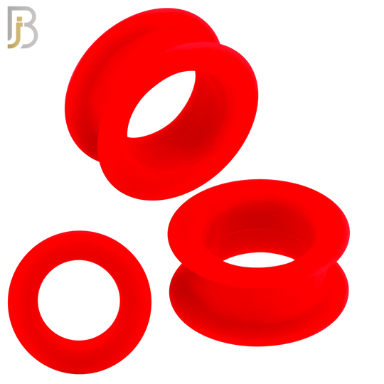 PS07R -  Red Color Hard Silicone Double Flare Plugs Pair