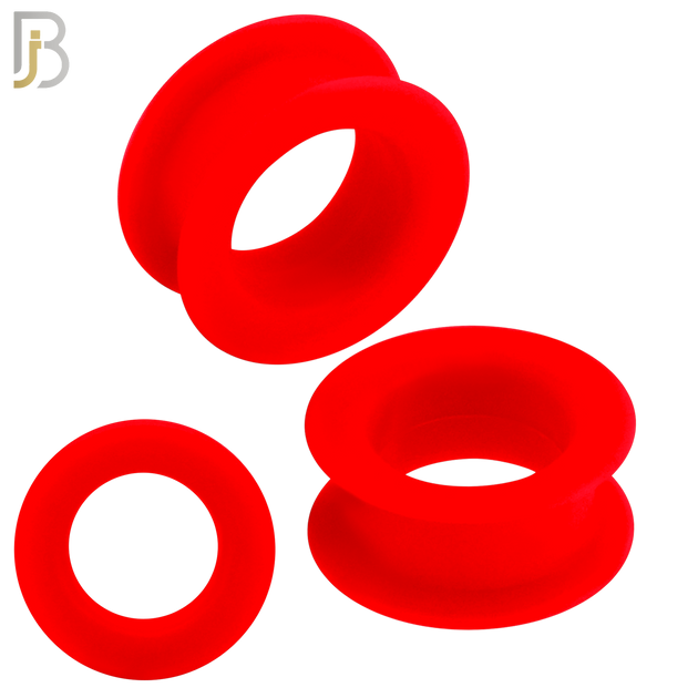 PS07R -  Red Color Hard Silicone Double Flare Plugs Pair