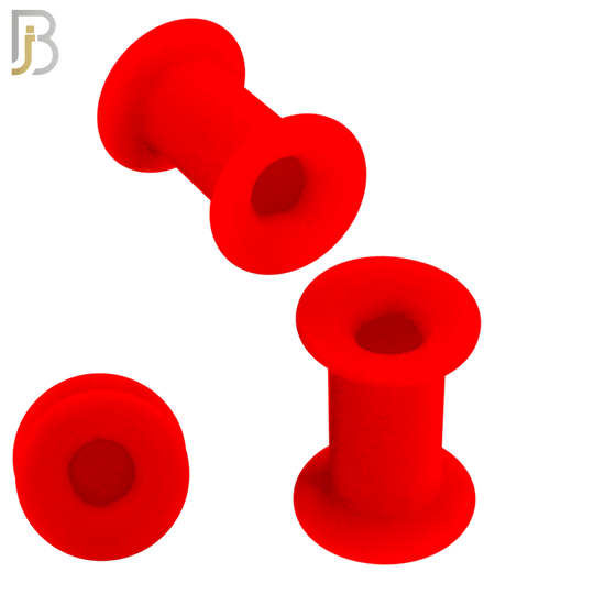 PS07R -  Red Color Hard Silicone Double Flare Plugs Pair