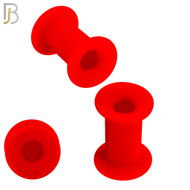 PS07R -  Red Color Hard Silicone Double Flare Plugs Pair