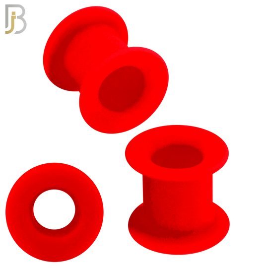 PS07R -  Red Color Hard Silicone Double Flare Plugs Pair
