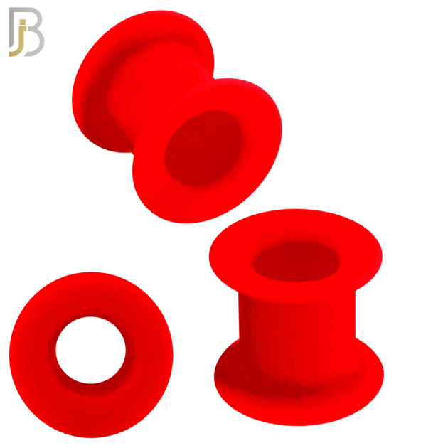PS07R -  Red Color Hard Silicone Double Flare Plugs Pair