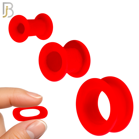 PS07R -  Red Color Hard Silicone Double Flare Plugs Pair