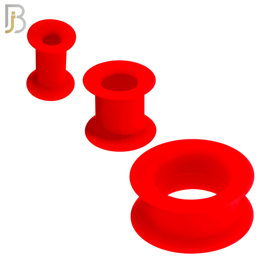 PS07R -  Red Color Hard Silicone Double Flare Plugs Pair