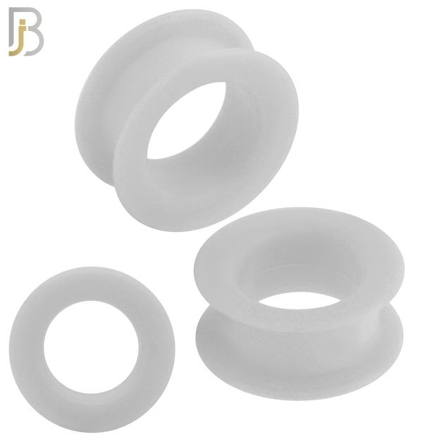 PS07W -  White Color Hard Silicone Double Flare Plugs Pair