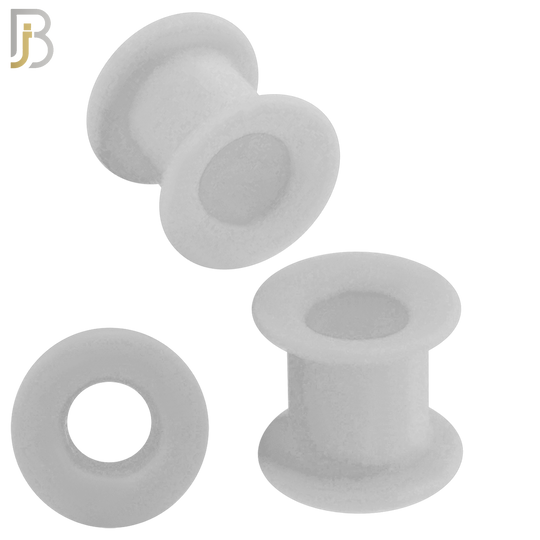 PS07W -  White Color Hard Silicone Double Flare Plugs Pair