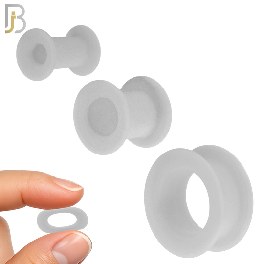 PS07W -  White Color Hard Silicone Double Flare Plugs Pair