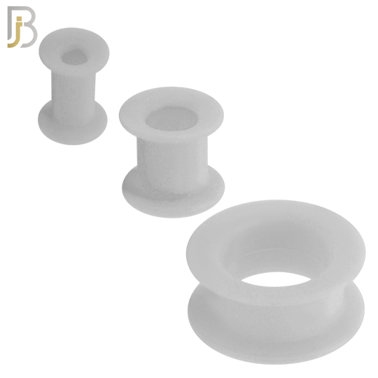 PS07W -  White Color Hard Silicone Double Flare Plugs Pair