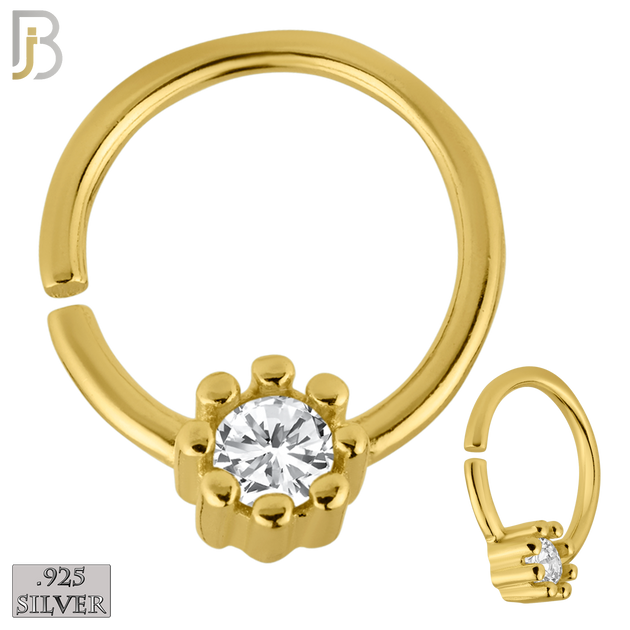 925-TH03 - 925 Sterling Silver 18g Thickness Bezel Set Tragus Hoops Piercing (PACK OF 6)