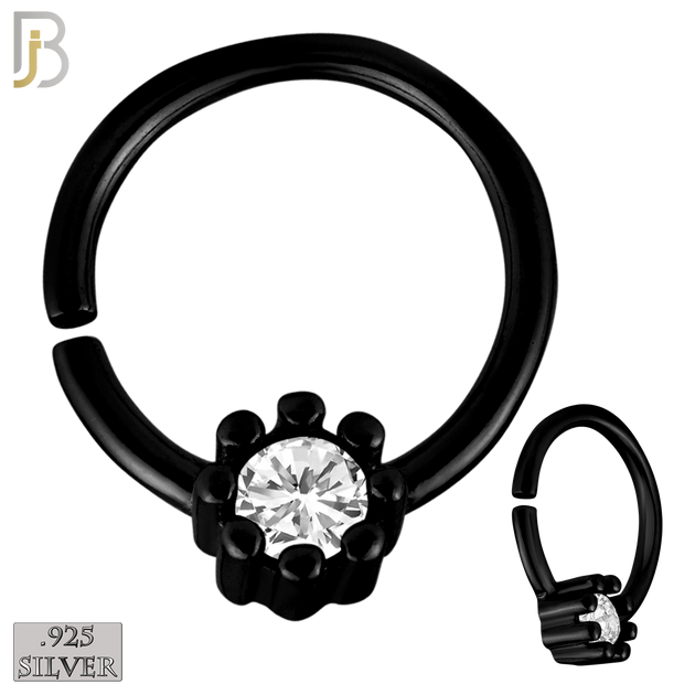 925-TH03 - 925 Sterling Silver 18g Thickness Bezel Set Tragus Hoops Piercing (PACK OF 6)