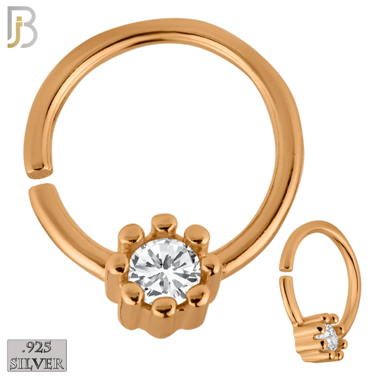 925-TH03 - 925 Sterling Silver 18g Thickness Bezel Set Tragus Hoops Piercing (PACK OF 6)
