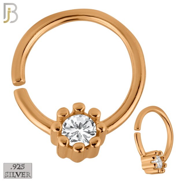 925-TH03 - 925 Sterling Silver 18g Thickness Bezel Set Tragus Hoops Piercing (PACK OF 6)