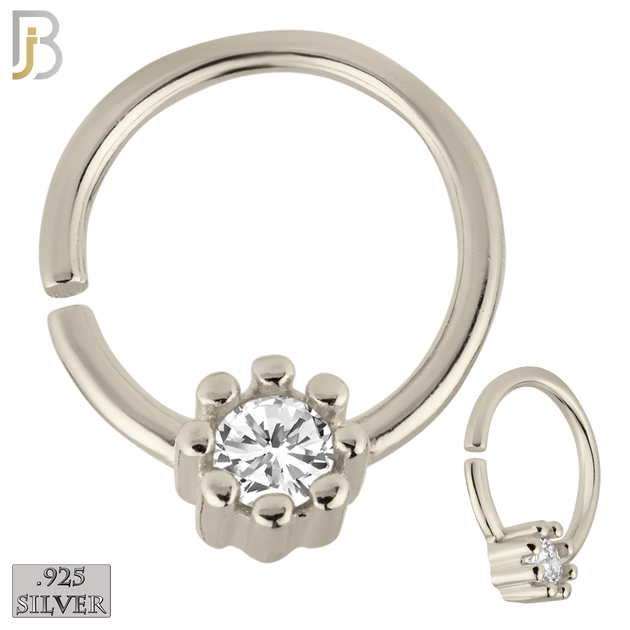 925-TH03 - 925 Sterling Silver 18g Thickness Bezel Set Tragus Hoops Piercing (PACK OF 6)