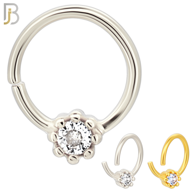 925-TH03 - 925 Sterling Silver 18g Thickness Bezel Set Tragus Hoops Piercing (PACK OF 6)