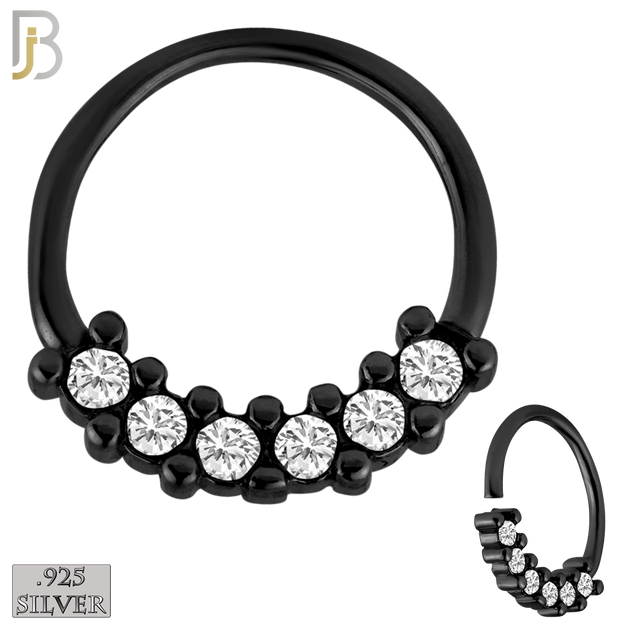 925-TH10 -  .925 Sterling Silver 16g Thickness 6 CZ Bezel Set Tragus Hoops Piercing (PACK OF 6)