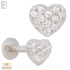 14-LB91 - 14k Solid CZ Studded Heart Labret image 1