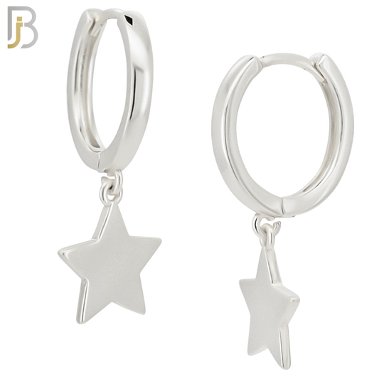 ES52 - 316L Stainless Steel Dangling Plain Star Design Huggies Clip On image 1