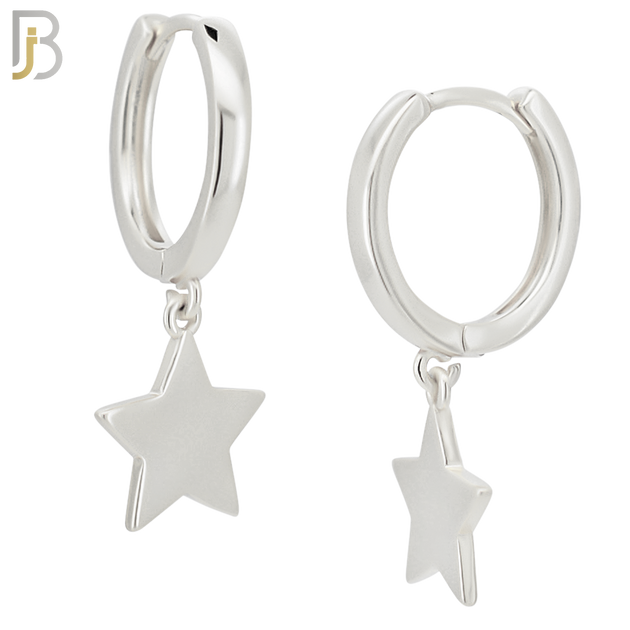 ES52 - 316L Stainless Steel Dangling Plain Star Design Huggies Clip On image 1