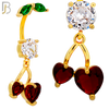 N0145 - 316L Surgical Steel Dangling Heart Cherry in Prong Set Belly Ring image 4