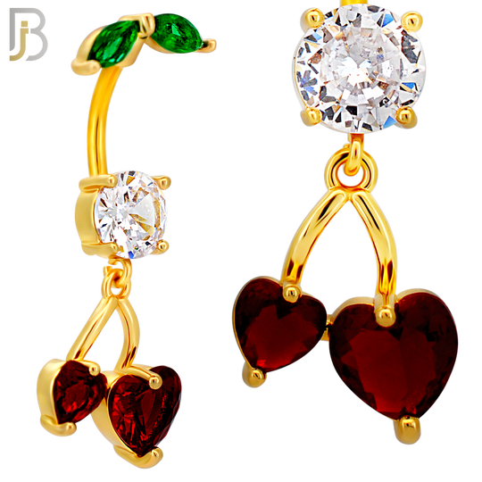 N0145 - 316L Surgical Steel Dangling Heart Cherry in Prong Set Belly Ring image 4