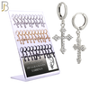 PK-ES51M - 316L Stainless Steel Dangling Cross Zircon Design Huggies Clip On - Pack of 15 Pairs image 0