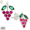 925-ES201 - .925 Sterling Silver Grapes Design Earring Stud with Zircon image 1