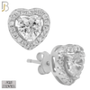925-ES314 - 925 Sterling Silver Heart Shaped Zircon with Multi Zircon Around Stud Earrings image 1