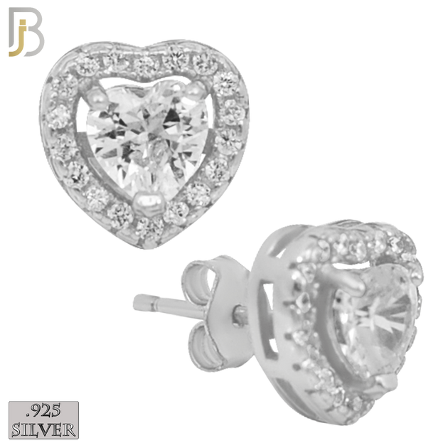 925-ES314 - 925 Sterling Silver Heart Shaped Zircon with Multi Zircon Around Stud Earrings image 1