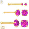 14-NR01YPS-20 - 20g - 14k Yellow Gold Nose Bone with Pink Sapphire in Prong Setting image 0