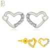 925-ES207 - Push Back - .925 Sterling Silver Heart Design Earring Stud with Clear Zircon image 0