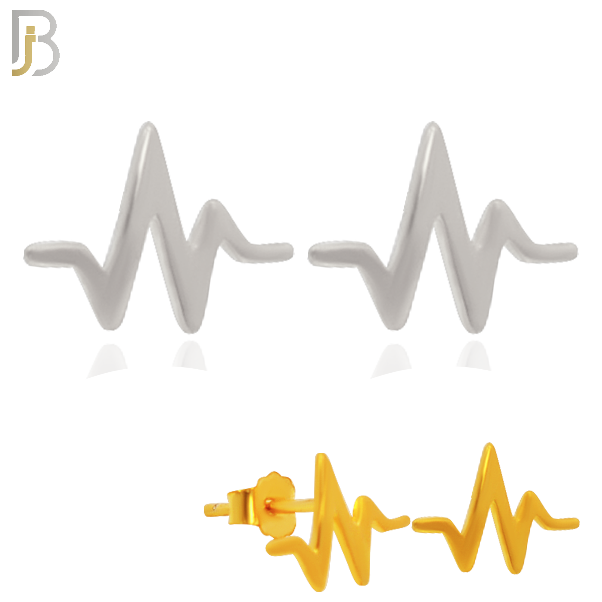 925-ES234 – .925 Sterling Silver Heartbeat Design Earring Stud image 0