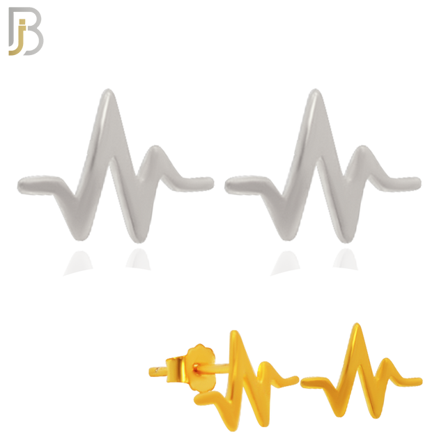 925-ES234 – .925 Sterling Silver Heartbeat Design Earring Stud image 0
