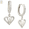 ES496 - 316L Stainless Steel Dangling Halo Virgin Mary Heart  Huggies Earrings image 1
