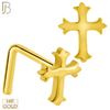 14-NR51L - 14k Solid Gold L-Shape Plain Coptic Cross Design image 0