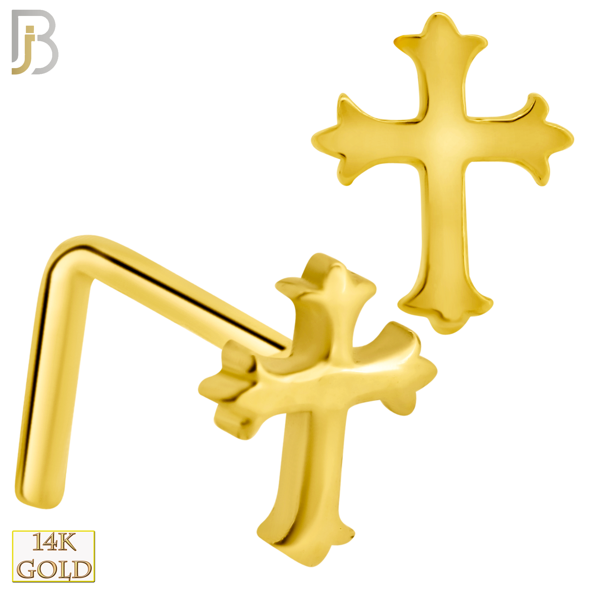 14-NR51L - 14k Solid Gold L-Shape Plain Coptic Cross Design image 0
