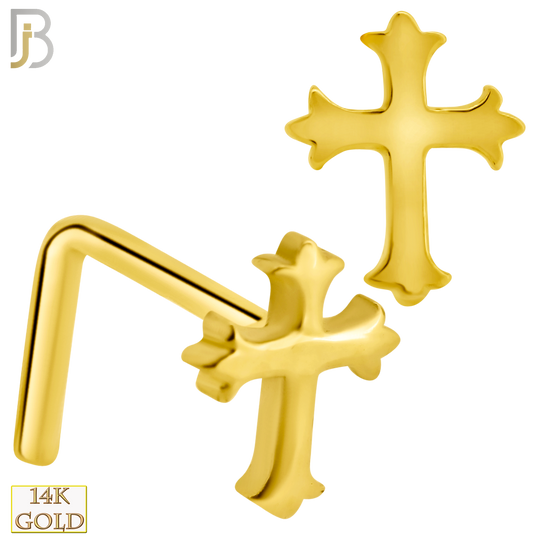 14-NR51L - 14k Solid Gold L-Shape Plain Coptic Cross Design image 0