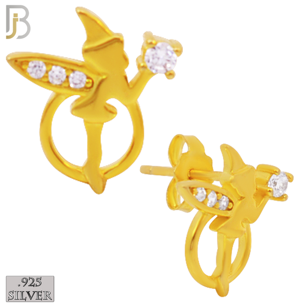925-ES213 - .925 Sterling Silver Fairy Design Earring Stud with Clear Zircon image 2