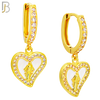 ES494 - 316L Stainless Steel Dangling Virgin Mary in Heart Huggies Earrings image 2