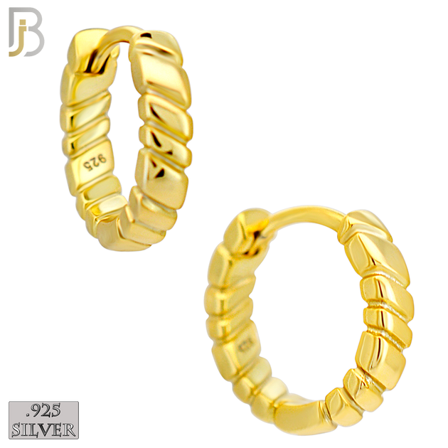 925-ES455 - 925 Sterling Silver Plain Carved Lines Edge Huggies Hoop Earrings image 2