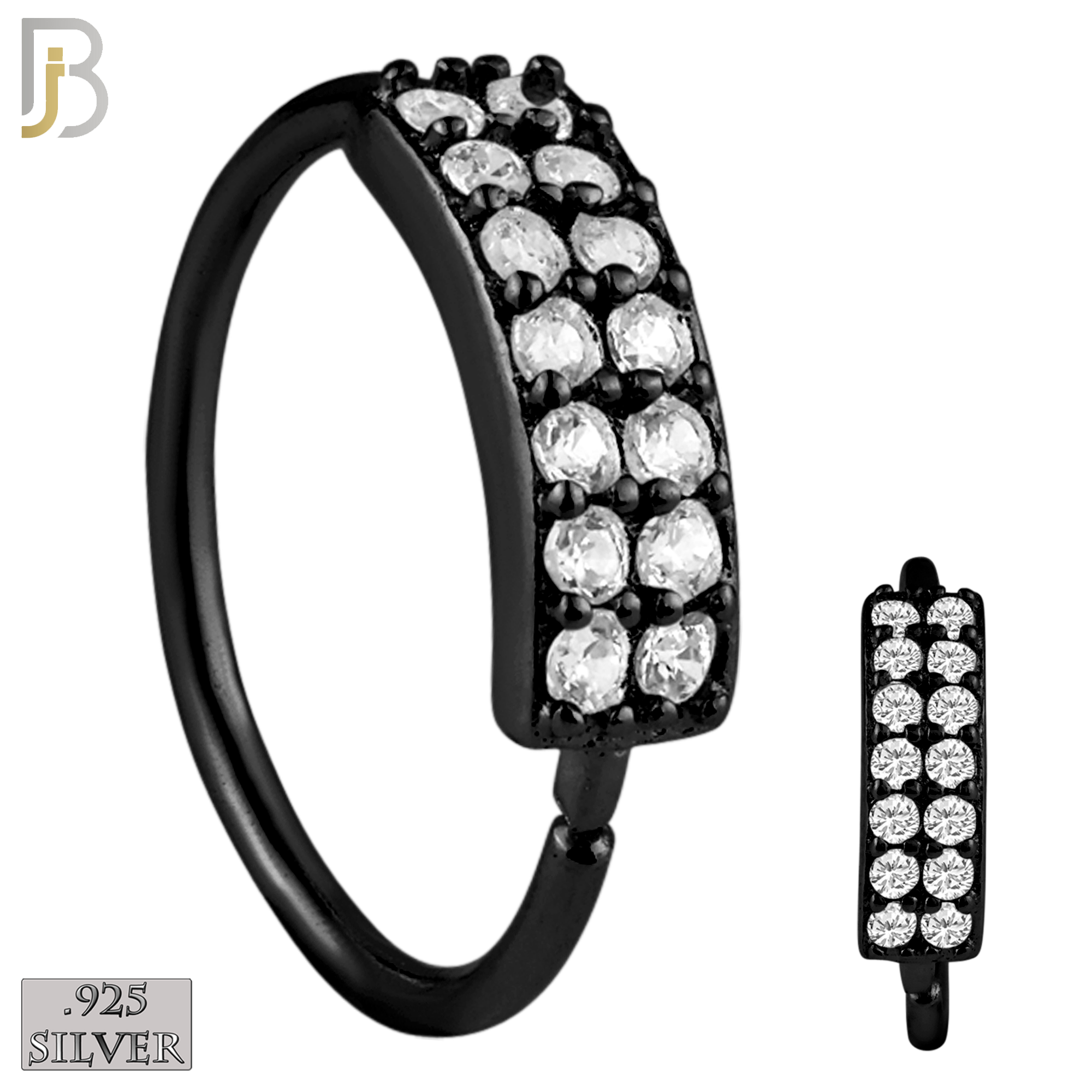 925-CT24 - 925 Sterling Silver 22g Thickness Double Layer CZ Prong Set Hoops Piercing (PACK OF 6) image 5