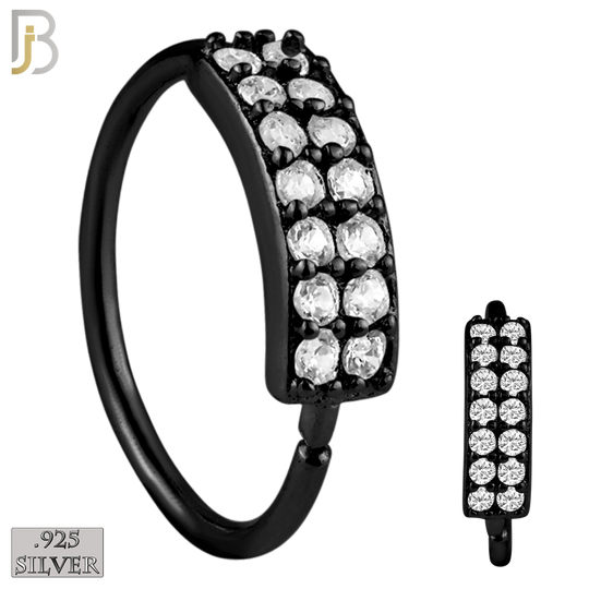 925-CT24 - 925 Sterling Silver 22g Thickness Double Layer CZ Prong Set Hoops Piercing (PACK OF 6) image 5